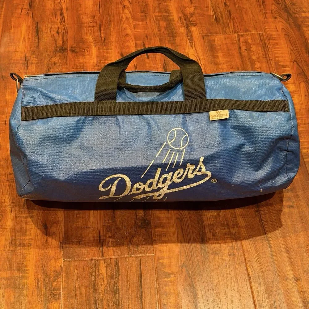 Rare Vintage 1980’s Dodgers Baseball Vinyl Barrel Zip-Up Duffel Bag
